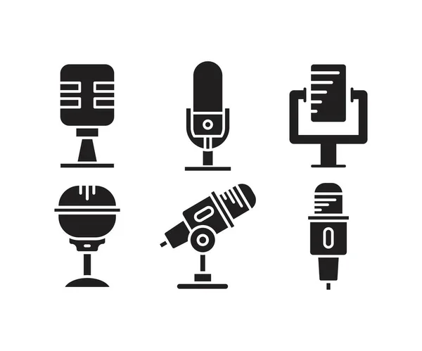 Microphone Icons Set Vector Illustration — Archivo Imágenes Vectoriales