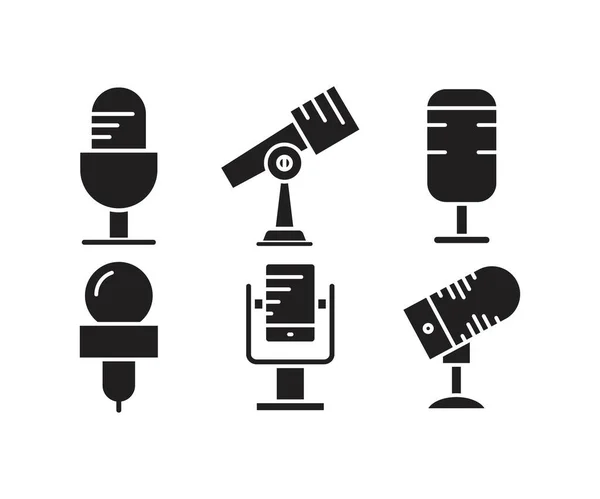 Microphone Icons Set Vector Illustration — Stok Vektör