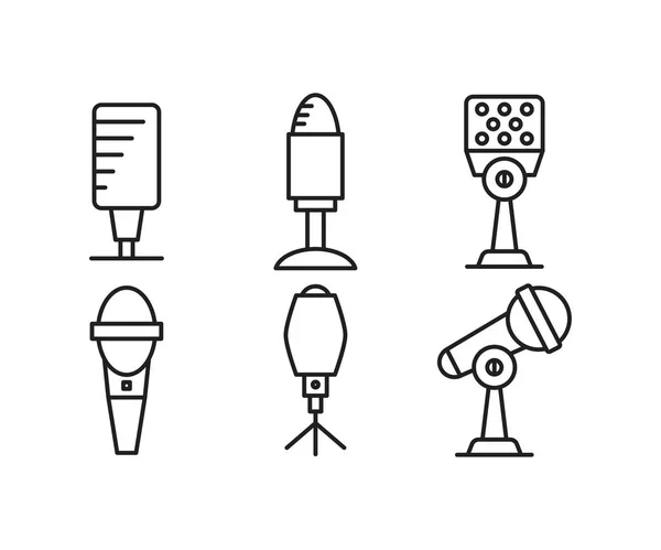 Microphone Icons Set Line Vector Illustration — Vector de stock