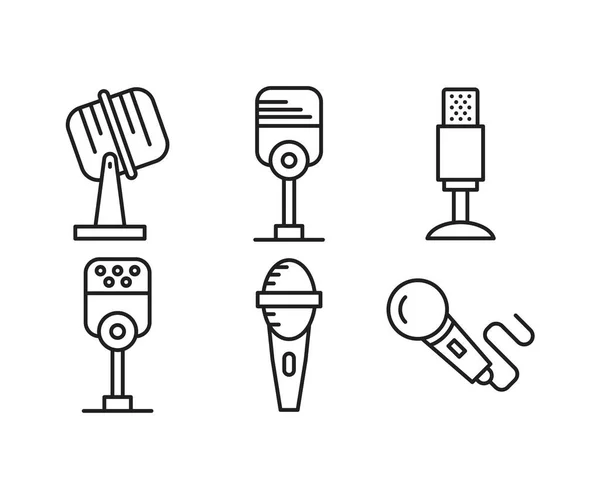Microphone Icons Set Line Vector Illustration — ストックベクタ
