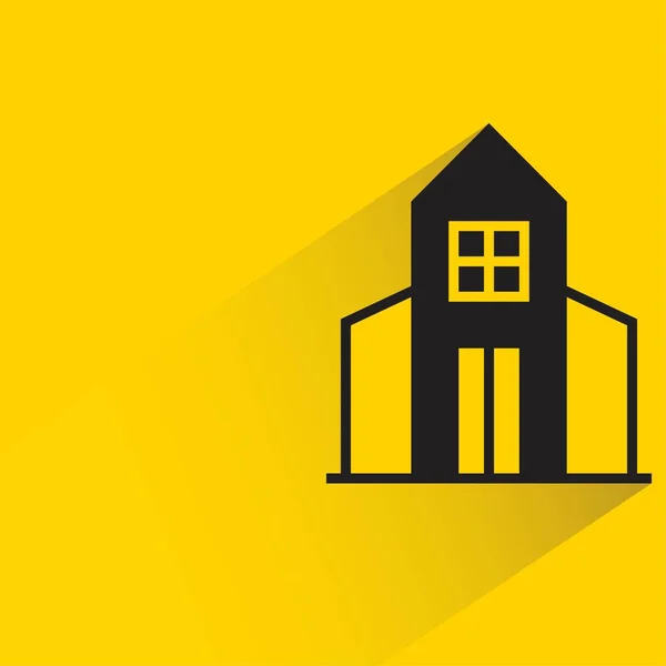 Sarı Arka Planda Gölgesi Olan Ofis Kulesi — Stok Vektör