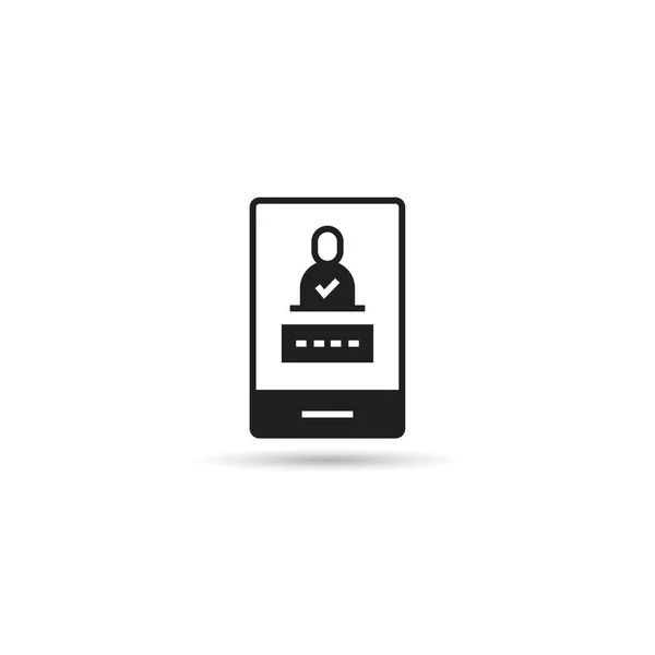 Мобільний Користувач Значок Пароля Білому Тлі Векторні Ілюстрації — стоковий вектор