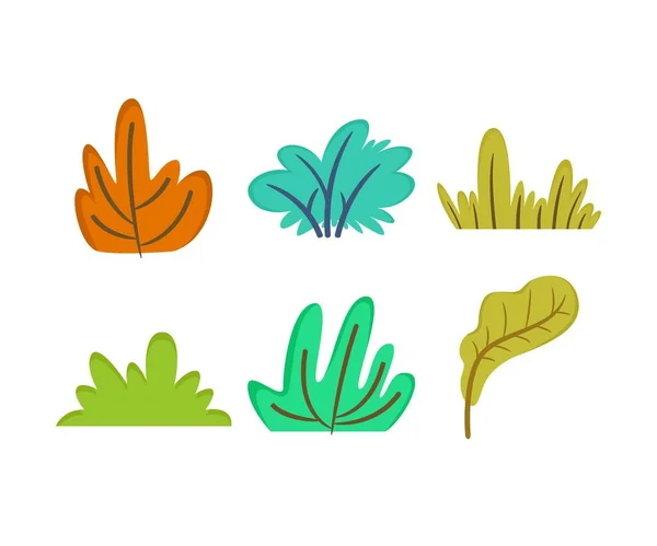 Foglia Arbusto Icone Set Vettoriale Illustrazione — Vettoriale Stock