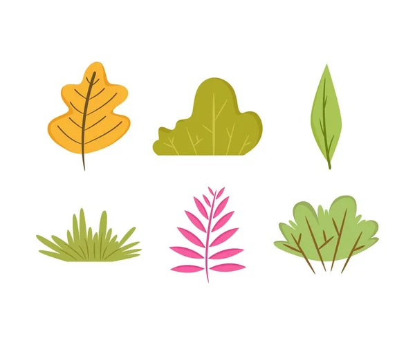 Leaf Shrub Icons Set Vector Illustration — Stock Vector