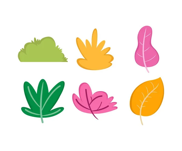 Leaf Shrub Icons Set Vector Illustration — Stock Vector