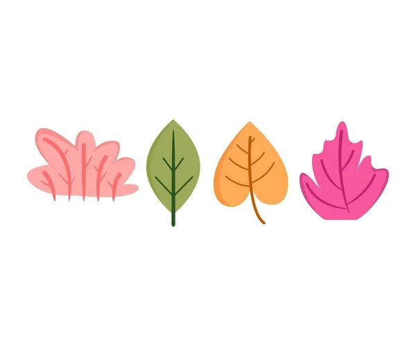 Colorful Leaf Icons Set Vector Illustration — Stock Vector