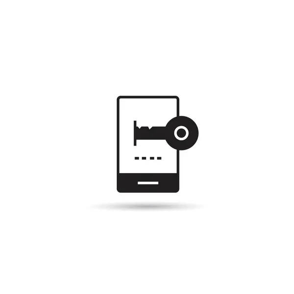 Ícone Login Chave Smartphone Ilustração Vetorial — Vetor de Stock