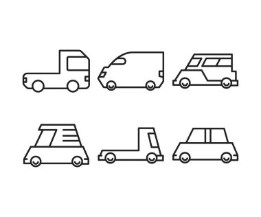 araba ve ulaşım çizgisi simgeleri ayarlandı