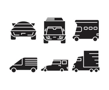 araba ve ulaşım simgeleri vektör illüstrasyonunu ayarlayın