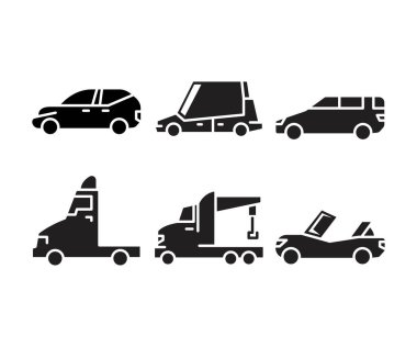 araba ve araç simgeleri vektör resimlemesini ayarlayın