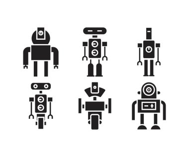 akıllı insansı robot sembol seti 
