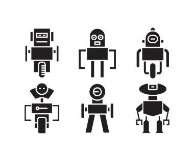 akıllı insansı robot sembol seti 