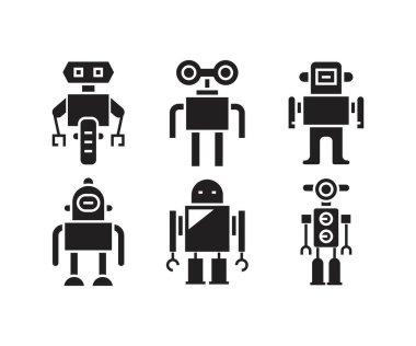 akıllı insansı robot sembol seti 