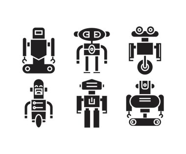akıllı insansı robot sembol seti 