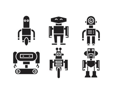 akıllı insansı robot sembol seti 