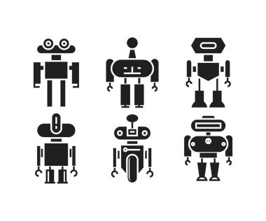 akıllı insansı robot sembol seti 