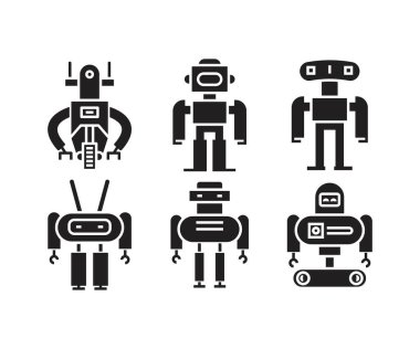 akıllı insansı robot sembol seti 