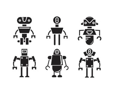 Robot avatar simgeleri vektör çizimi