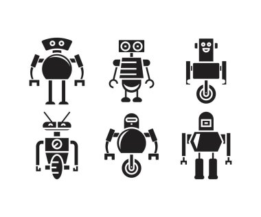 Robot avatar simgeleri vektör çizimi