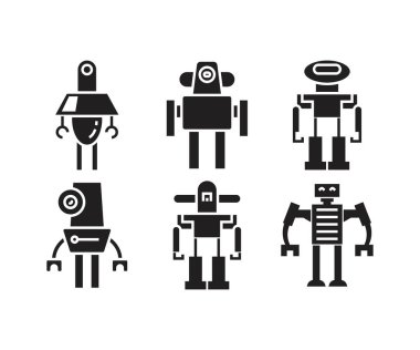 Robot avatar simgeleri vektör çizimi