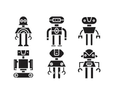 Robot avatar simgeleri vektör çizimi