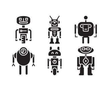 Robot avatar simgeleri vektör çizimi