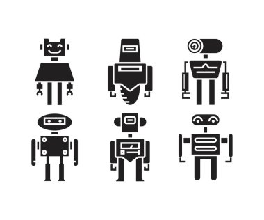 Robot avatar simgeleri vektör çizimi