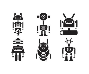 Robot avatar simgeleri vektör çizimi