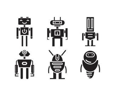 Robot avatar simgeleri vektör çizimi