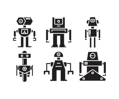 Robot avatar simgeleri vektör çizimi