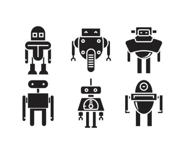 Robot avatar simgeleri vektör çizimi