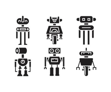 Robot avatar simgeleri vektör çizimi