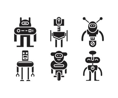Robot avatar simgeleri vektör çizimi