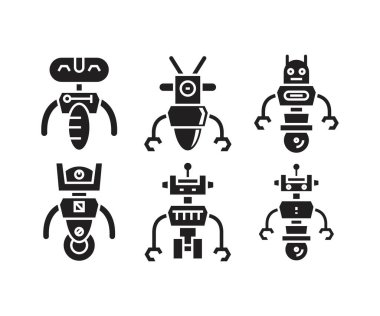Robot avatar simgeleri vektör çizimi