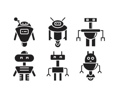 Robot avatar simgeleri vektör çizimi