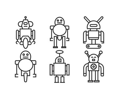 Robot simgesi çizgisi çizimi