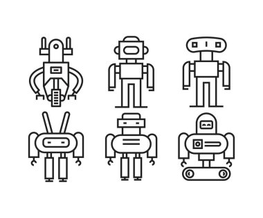 Robot simgesi çizgisi çizimi