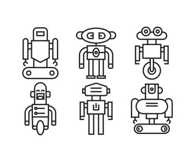 Robot simgeleri vektör illüstrasyonunu ayarla