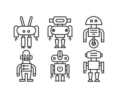 Robot simgeleri vektör illüstrasyonunu ayarla