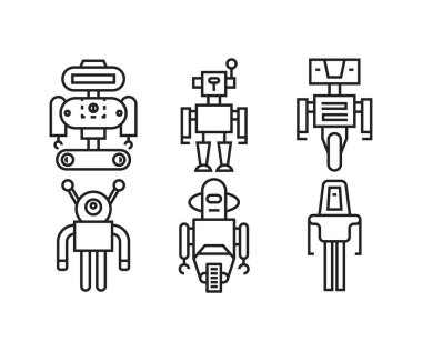 Robot simgeleri vektör illüstrasyonunu ayarla