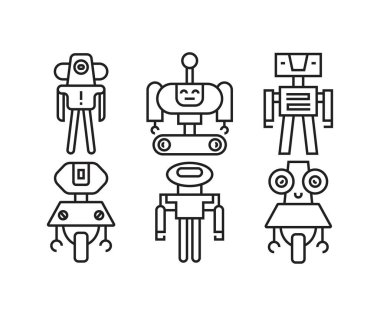 Robot simgeleri vektör illüstrasyonunu ayarla