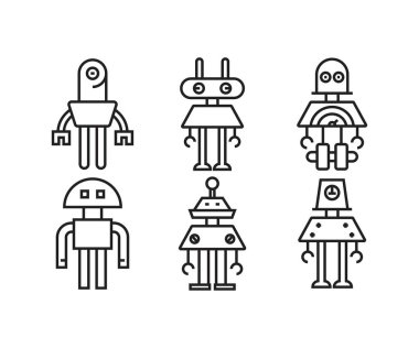 Robot simgeleri vektör illüstrasyonunu ayarla