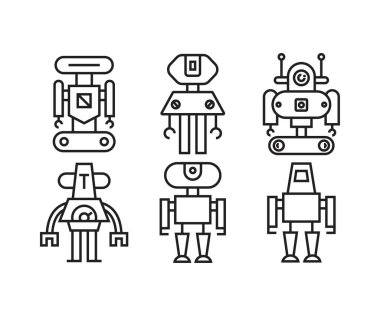 Robot simgeleri vektör illüstrasyonunu ayarla