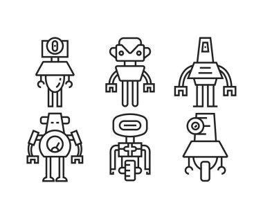 Robot simgeleri vektör illüstrasyonunu ayarla