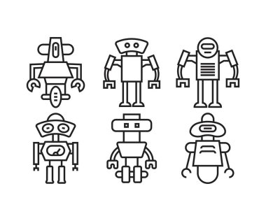 Robot simgeleri vektör illüstrasyonunu ayarla