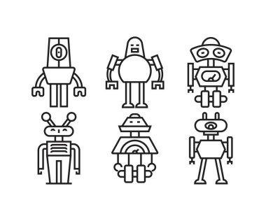 Robot simgeleri vektör illüstrasyonunu ayarla