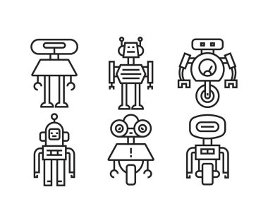 Robot simgeleri vektör illüstrasyonunu ayarla