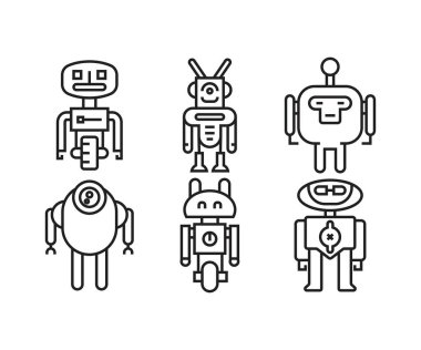 Robot simgeleri vektör illüstrasyonunu ayarla