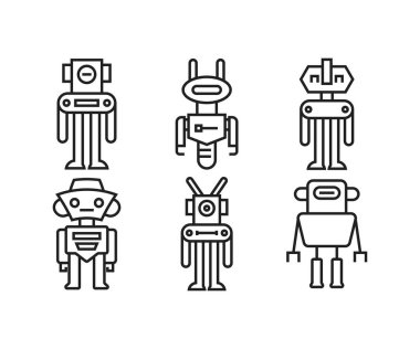 Robot simgeleri vektör illüstrasyonunu ayarla