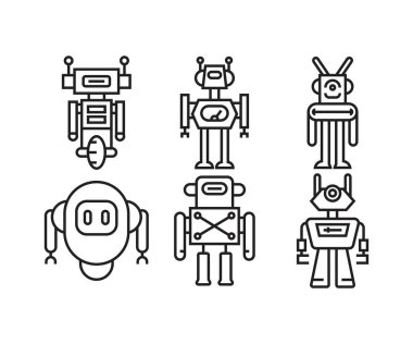 Robot simgeleri vektör illüstrasyonunu ayarla